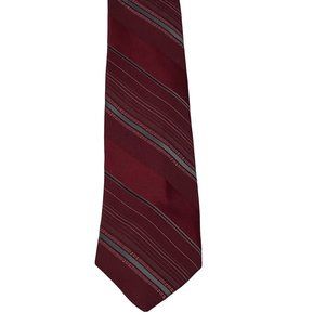 Vintage Lilly Dache' Men's Necktie Red Gray Striped Tie